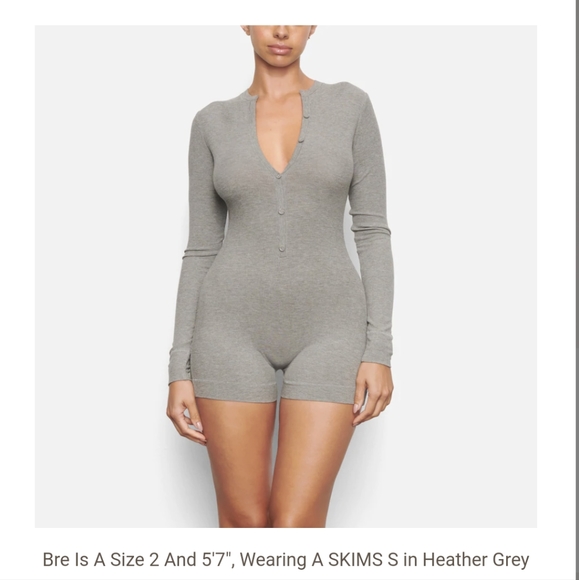 Soft Lounge Button Up Henley Onesie in Marble ✨ - Picture 2 of 3